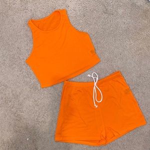 2-piece Orange crop top and shorts